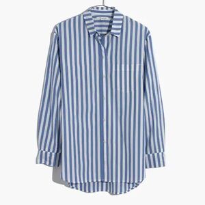 Madewell Oversized Ex-Boyfriend Shirt Mullins Stripe Poolhouse Stripe Fountain